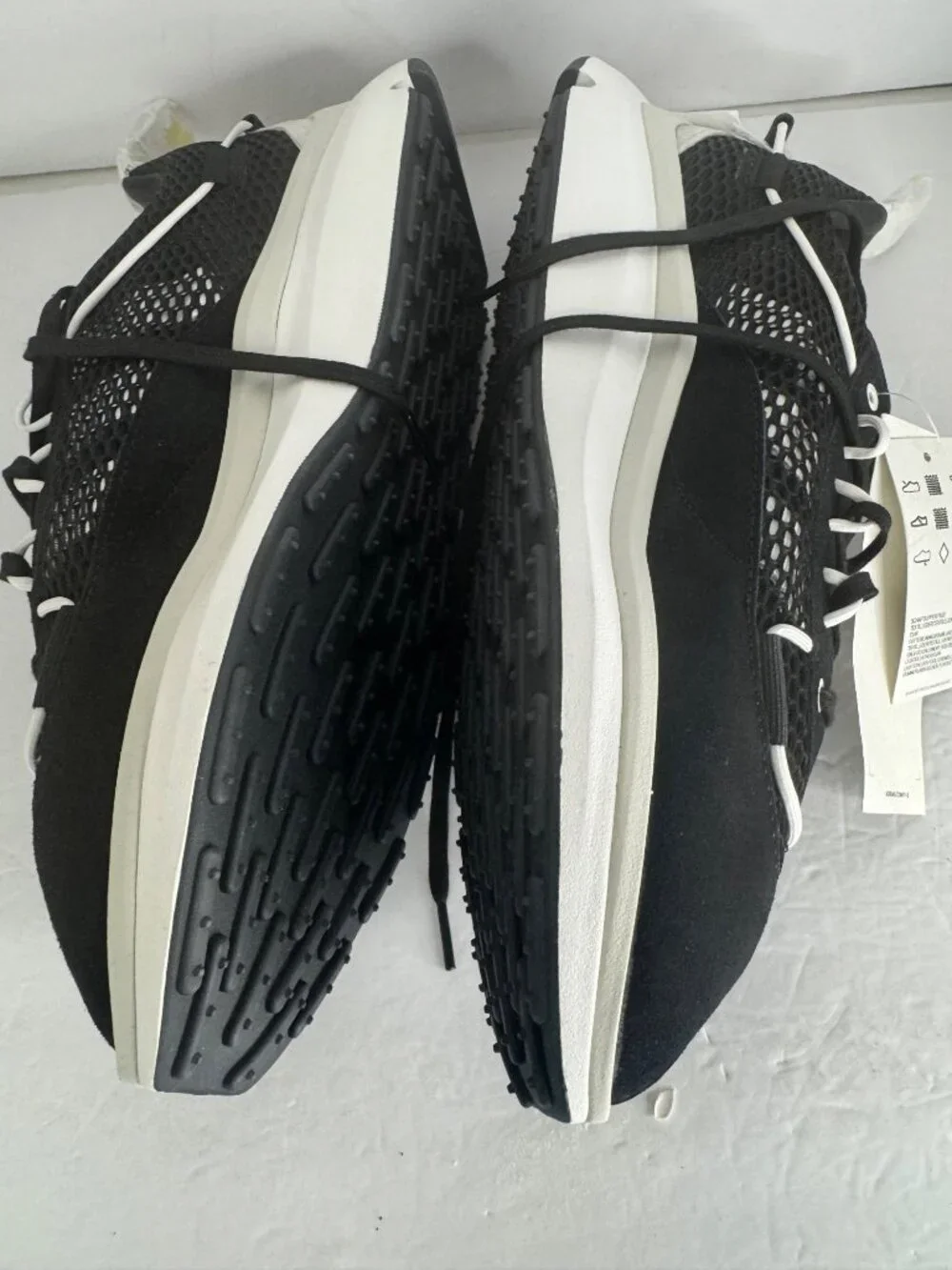 Y-3 Black and White Mesh Suede Runner Sneakers